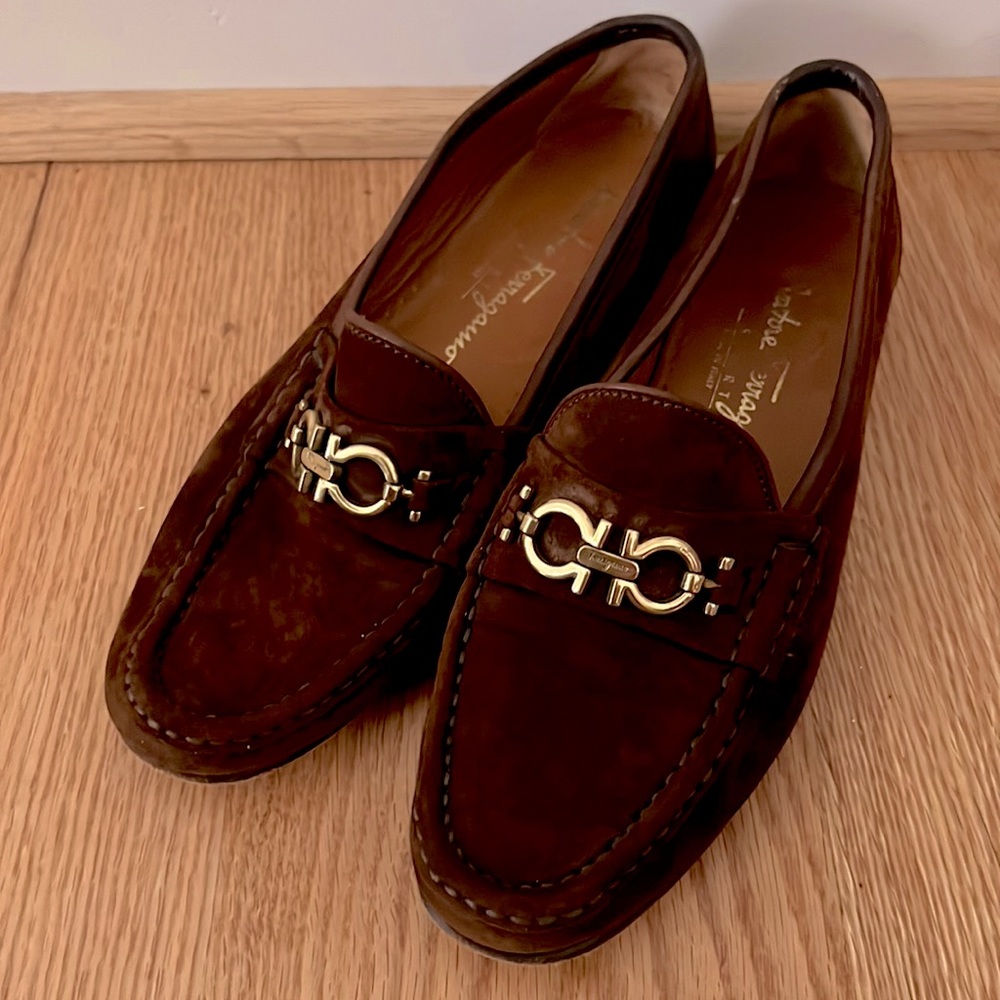 Vintage Ferragamo Brown Suede Loafer